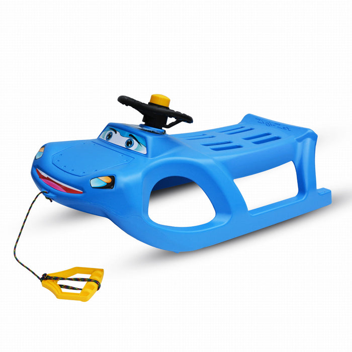 Luge pour enfants, Happy Car Toboggan avec volant, Zigi, bleu