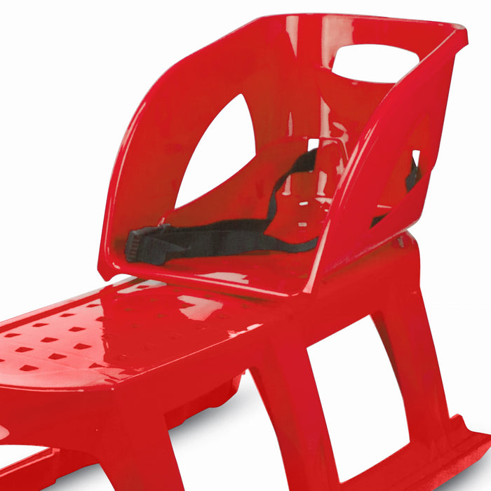 Children's sled with backrest and belt, TATRA, red