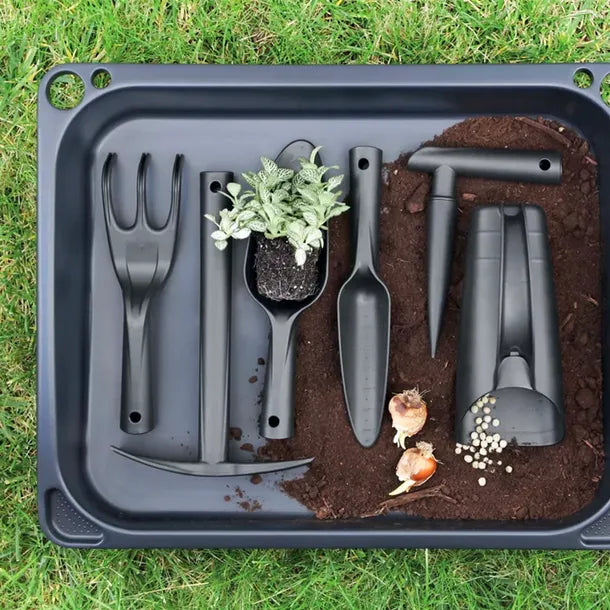 Ensemble d'outils de jardin, outil à main 6 pièces, noir