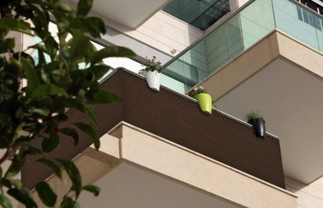 Tapis d'intimité, paravent de balcon, PE - aspect rotin, 90-100cm marron