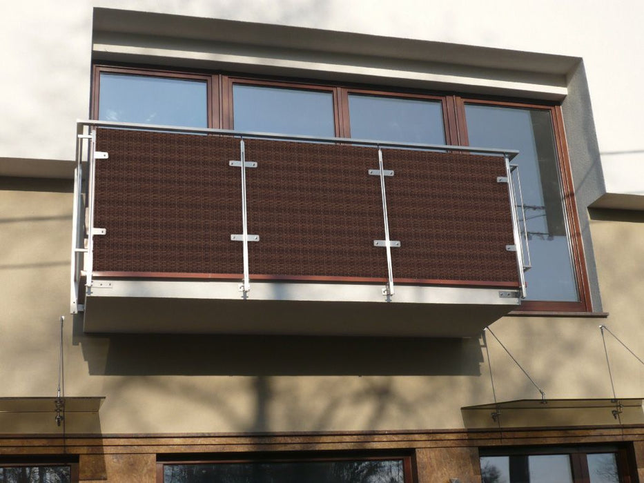 Tapis d'intimité, paravent de balcon, PE - aspect rotin, 90-100cm marron
