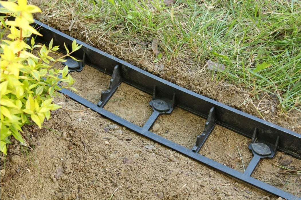 Bordure de pelouse, bordure de lit, GardenRand45 Light Black, 2m avec 6 ancrages au sol