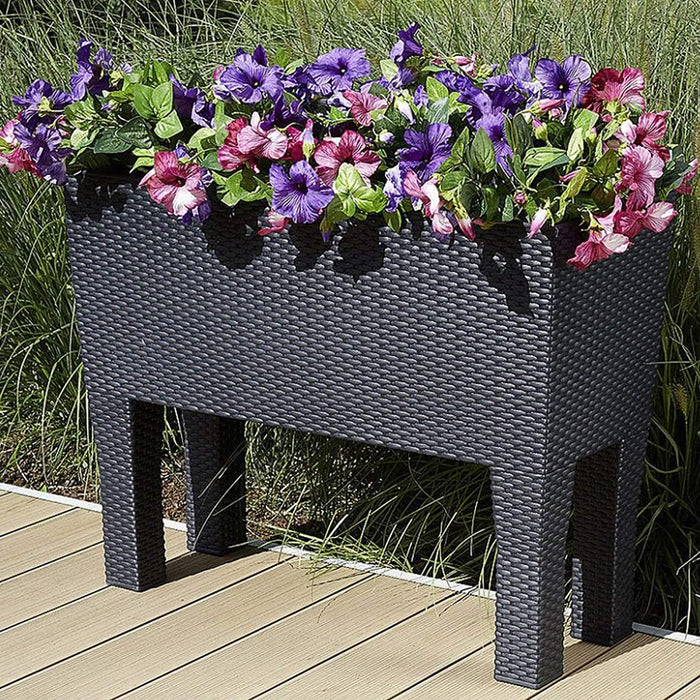 Flower box, flower bench, white with feet, watering system 72 liters