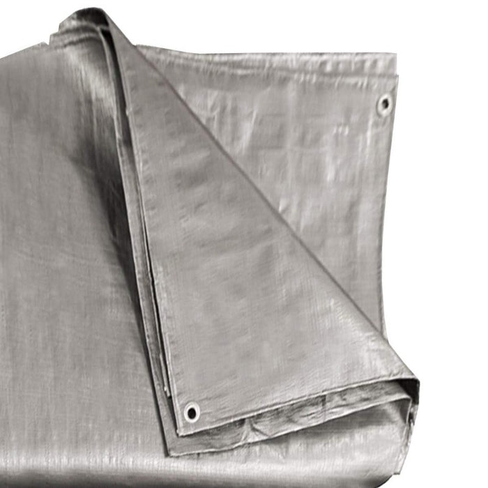 Bâche de protection extra épaisse, bâche tissu + oeillets métal 10x12m - 130g/m² argent