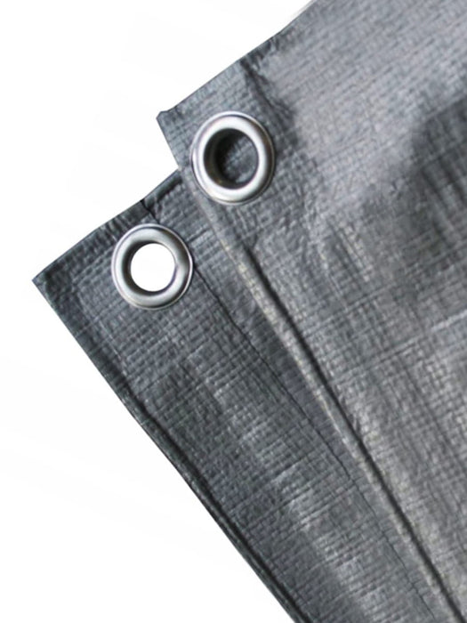 Tarpaulin, extra thick fabric tarpaulin + metal eyelets 6x8m- 130g/m² silver