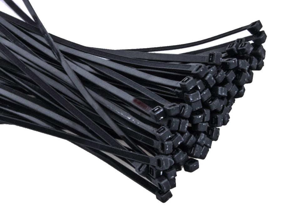 Black self-locking plastic straps 35 cm black - 100 pieces