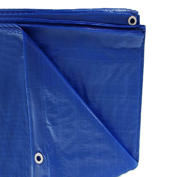 Tarpaulin fabric tarpaulin + metal eyelets 6x8 m- 70 g/m² blue