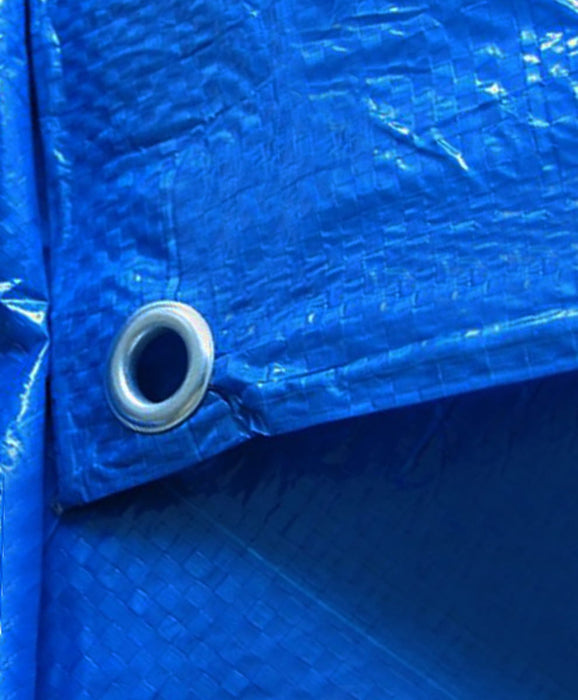 Tarpaulin fabric tarpaulin + metal eyelets 5x8 m- 70 g/m² blue