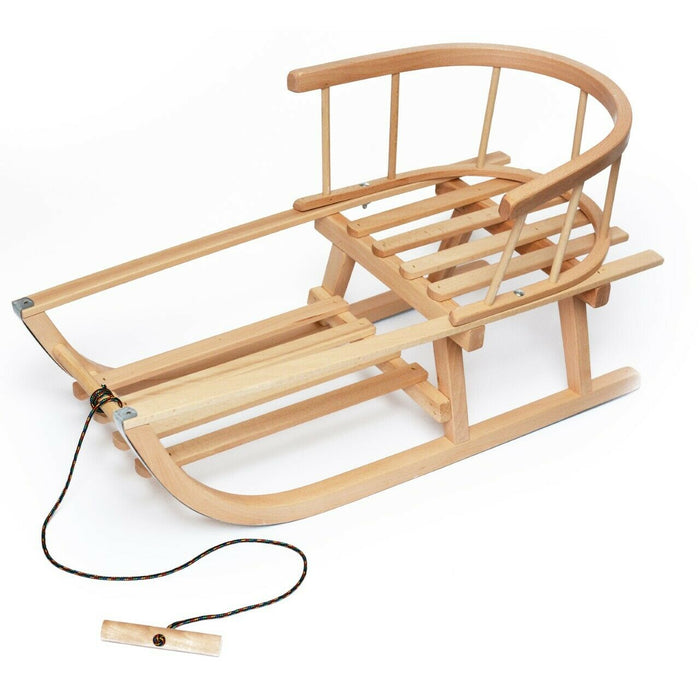 Wooden sled with footrest 