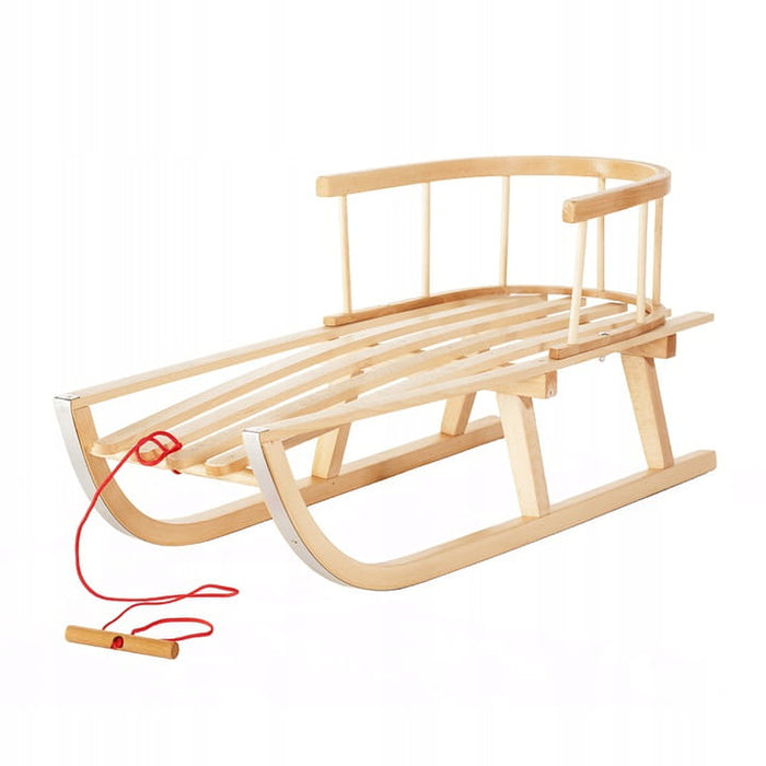 Wooden sled with backrest