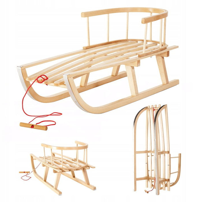 Wooden sled with backrest