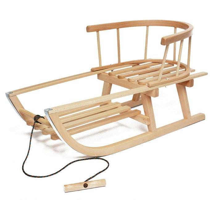 Wooden sled with footrest 