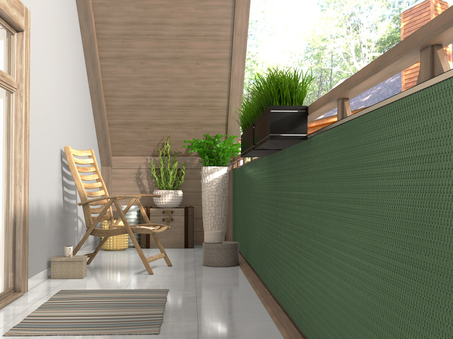 Tapis d'intimité, écran de balcon, PE - aspect rotin, 90-100cm vert